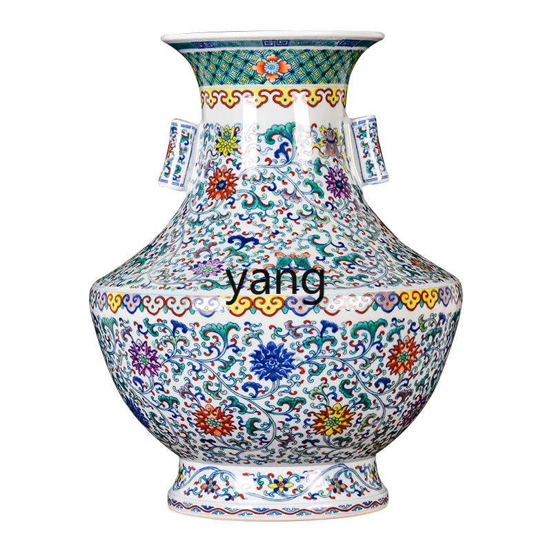 

XYY ceramics vase hand-painted bucket color binaural blue and white light luxury high-end decorative ornament