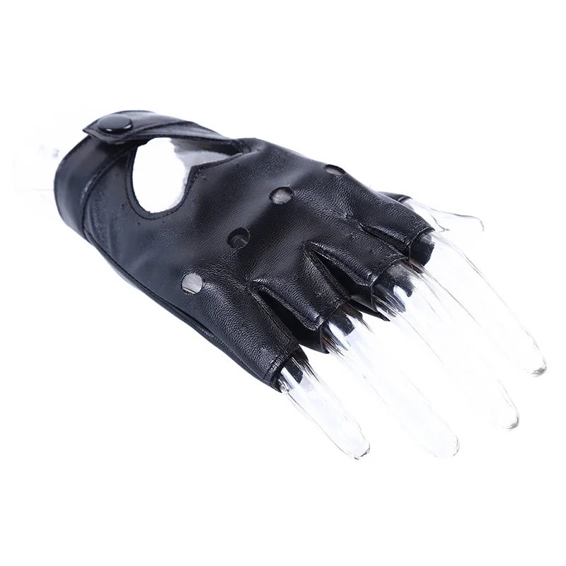 Guanti comodi da donna con mezze dita alla moda Guanti senza dita in pelle PU per donna Guanti punk bianchi rossi neri