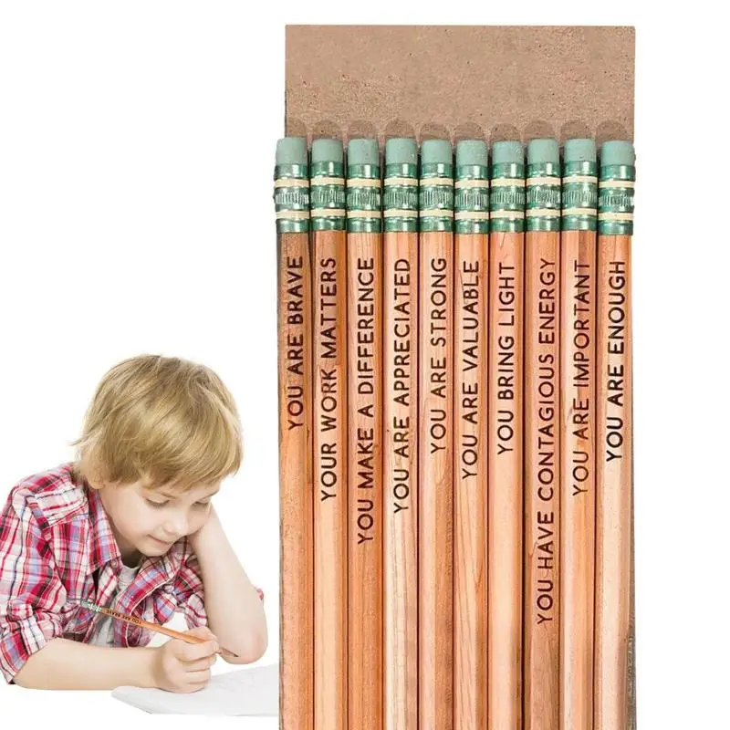 

Motivational Pencils For Students Back To School Pencils 10 Pcs Wood Fun Positive Pencils With Inspiring Words Sayings For