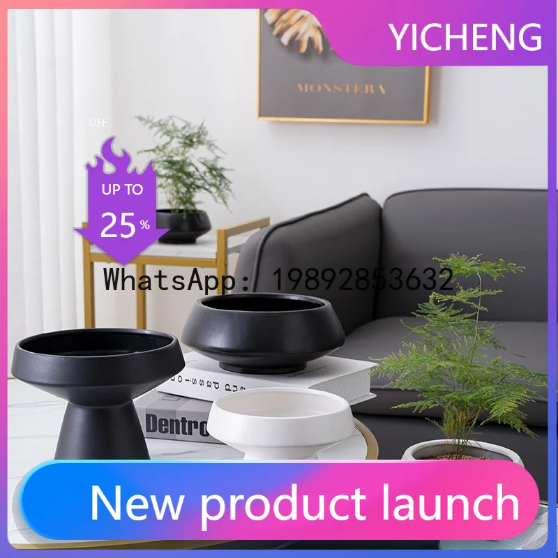 

QQ Ceramic Vase White Round Flower Pot Hydroponic Flower Arrangement Accessories Pot Container Home Decoration Flower Vases