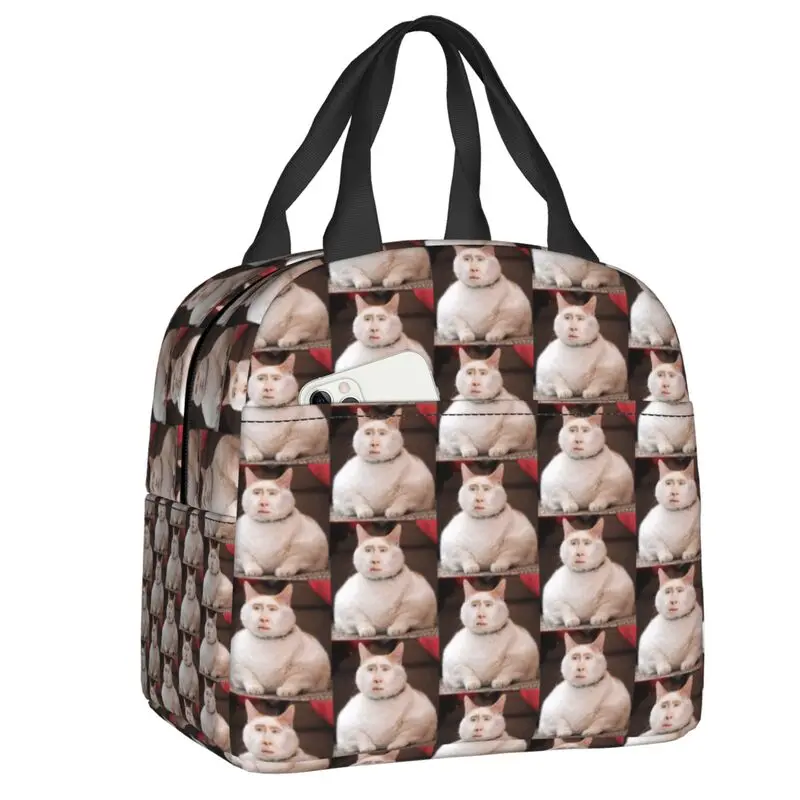 Nicolas Cage Cat Meme Thermal Insulated Lunch Bags Women Portable Lunch Container for Work School Travel Multifunction Food Box