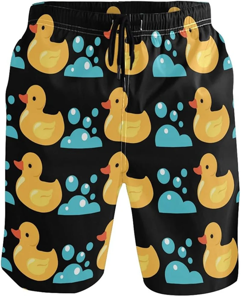 Fashion Summer 3D Cute Animal Yellow Rubber Duck Printed Beach Shorts Men Funny Streetwear Swimming Trunks Kid Board Shorts Pant