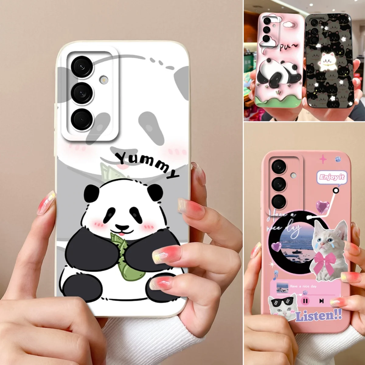 For Samsung Galaxy M55 M54 M53 Case Lovely Panda Cute Cat Coque For GalaxyM54 Fundas Cover Soft Silicone SamsungM53 M 55 Cases