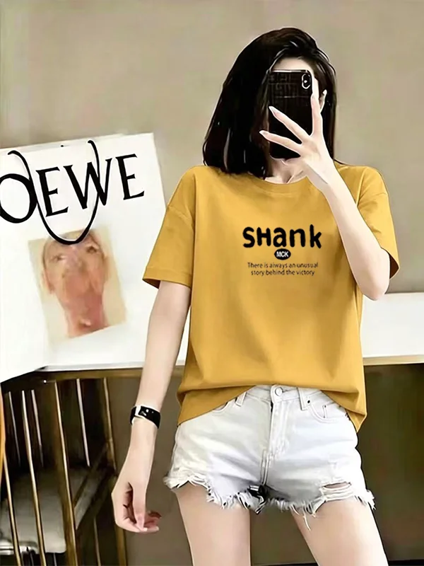 

Casual Korean Style Women's Short Sleeve T-Shirt Breathable Base Shirt Summer New Arrival Regular Shoulder Fashion Top