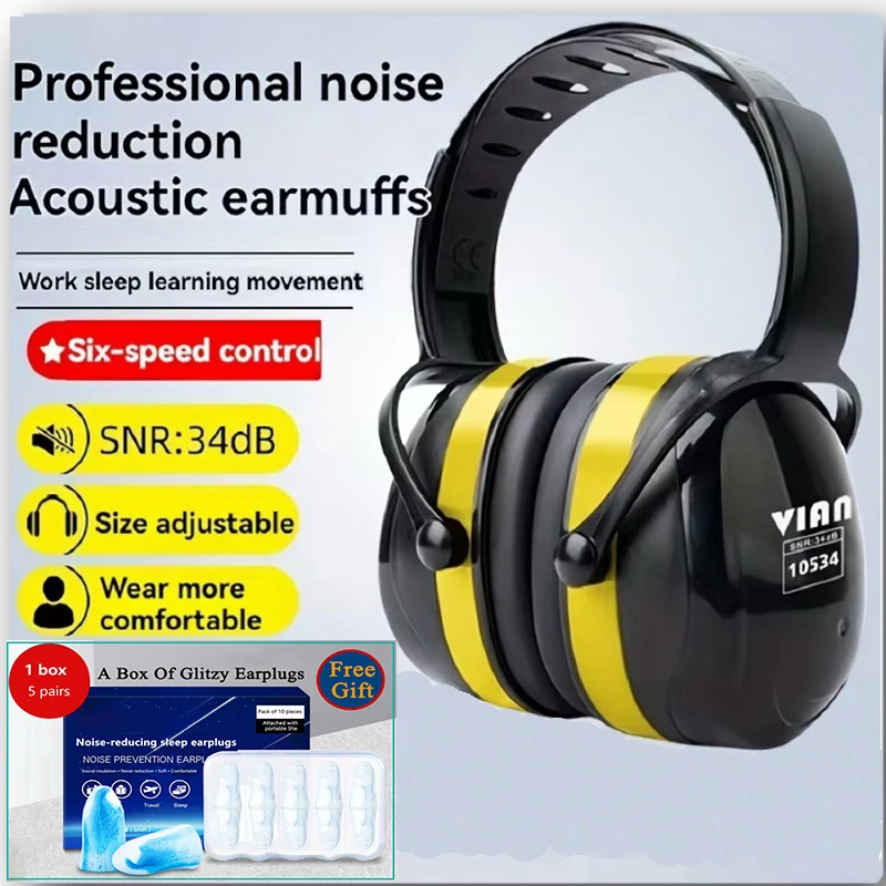 

Soundproof And Noise Damper Earmuffs ,Headset Safety Earmuffs with Adjustable, Hearing Protection/Snr 34dB for Outdoor Sports