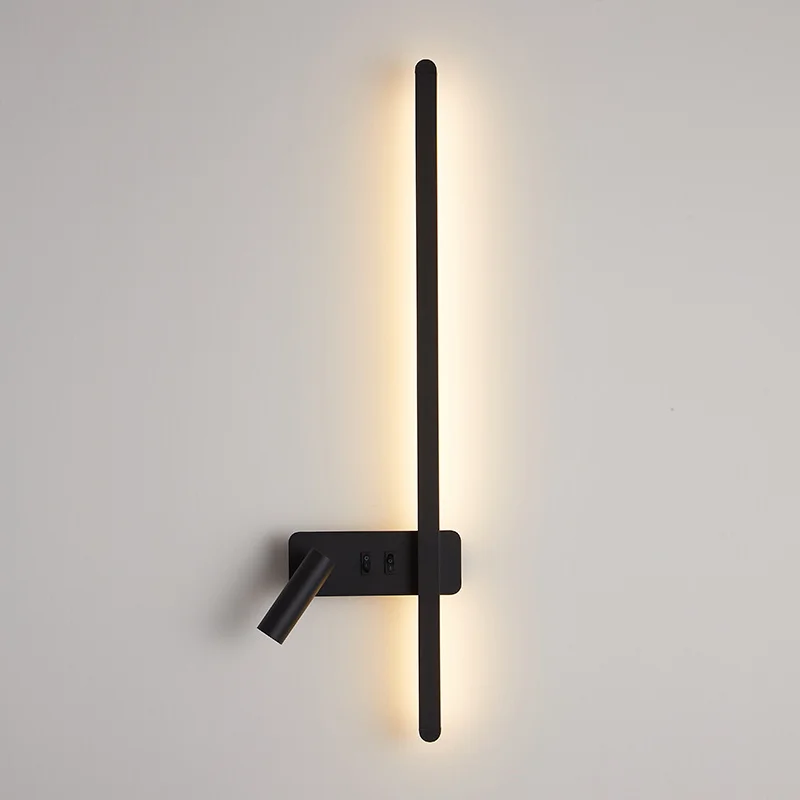 Black White Long Strip Wall Lamps Double Switch Modern Nordic Living Room Bedroom Bedside Rotation LED Reading Light Home Decor