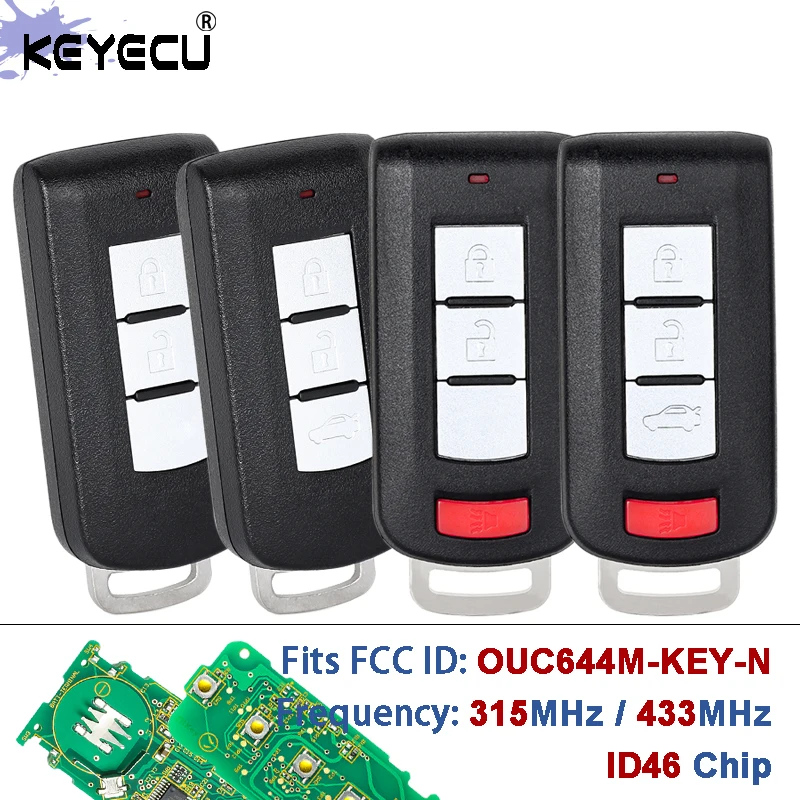 KEYECU OUC644M-KEY-N 315MHz/ 433MHz ID46 PCF7952 Chip Samrt Remote Key Fob for Mitsubishi Lancer Outlander ASX Mirage 2008-2018