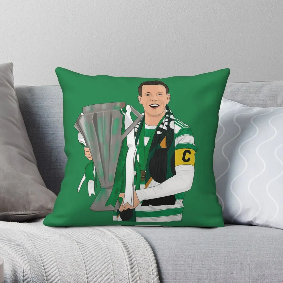 Callum Mcgregor League Trophy Square Pillowcase Polyester Linen Velvet Printed Zip Decorative Bed Cushion Case