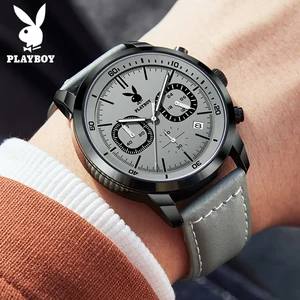 Playboy-Call-Männerquarz mit Lederarmband, Top-Marke, hoher Qualität, lässig, wasserdicht, Luxus, Mode 6 Hauptverkaufs -Männer Playboy - №5