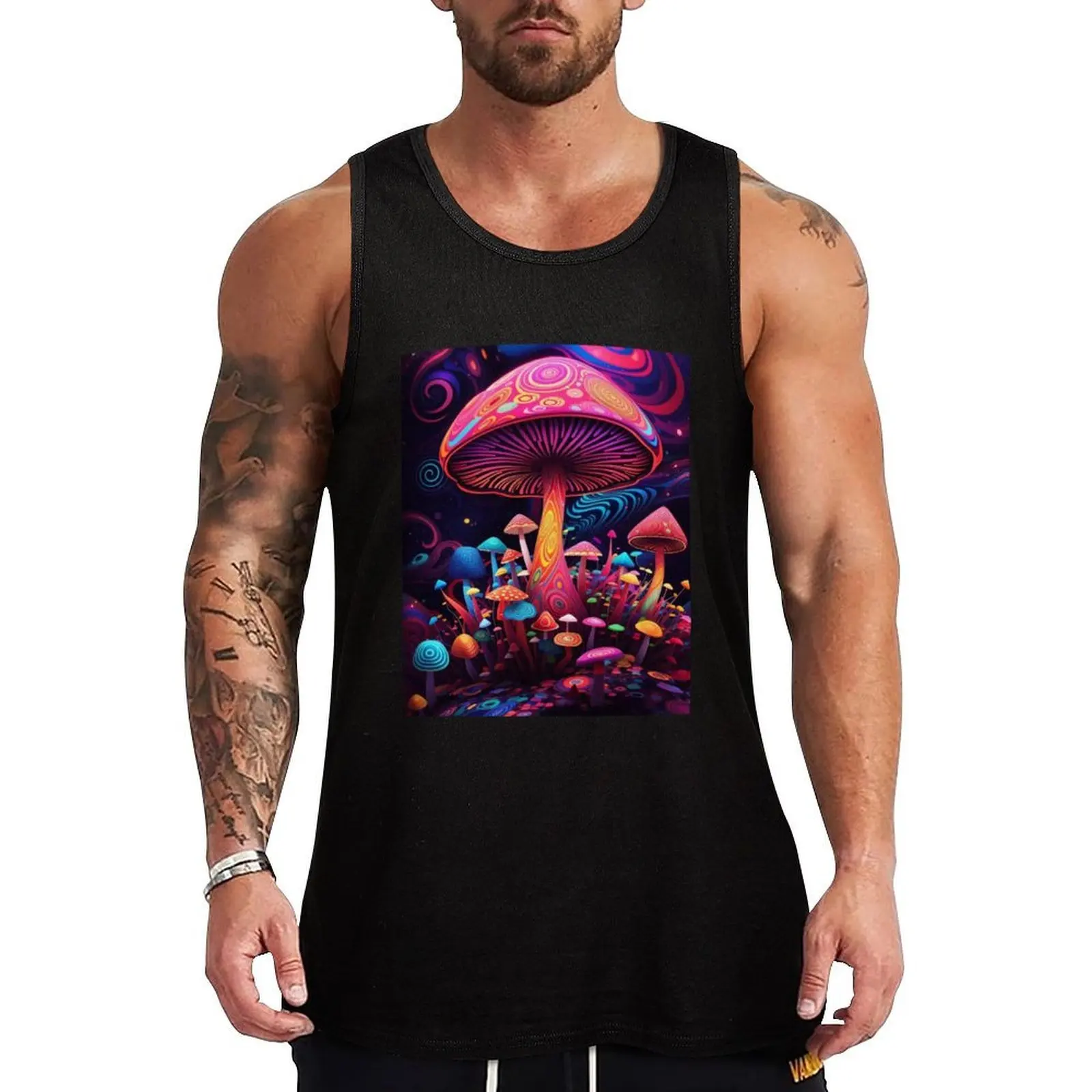 

Rainbow Toadstools: Vibrant Mushroom Wonderland Tank Top Active Athletic Tank Top Quick Dry Sleeveless Shirt