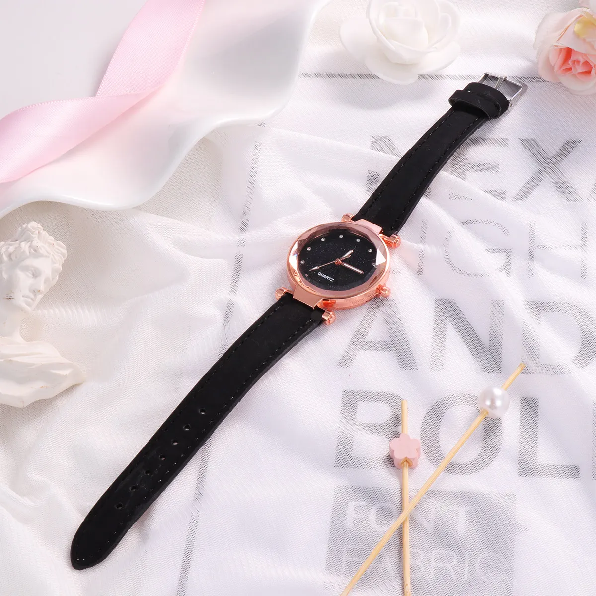 

2Pcs Women Quartz Watch Glittering Fashion Wrist Watch Birthday Gift for Her Precise Timekeeping Comfortable