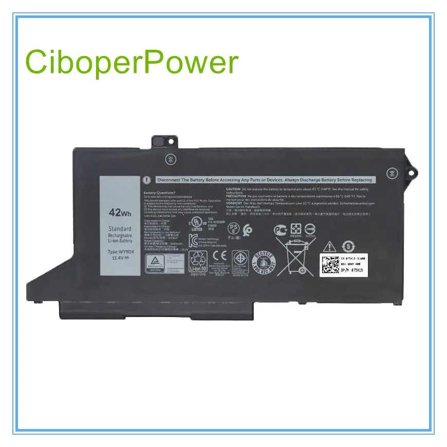 Laptop Battery WY9DX 11.4V/42Wh RJ40G 0WK3F1005R42 For 5420 5520 Series Notebook