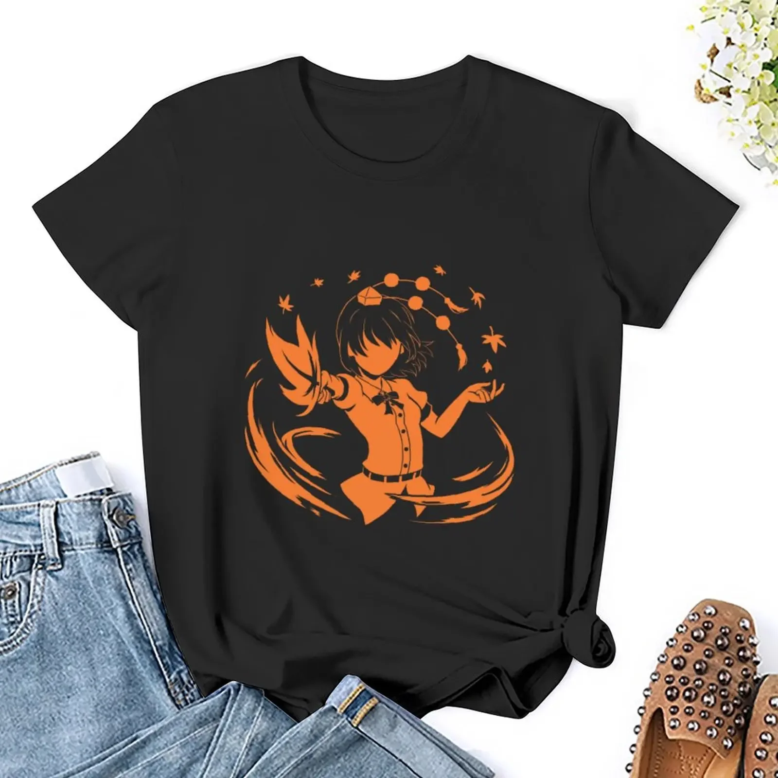 Touhou Character Silhouette - Aya Shameimaru T-Shirt customs design your own Blouse black t shirts for Women