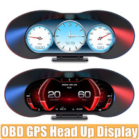 P5 HUD OBD2 GPS Car Head Up Display On-board Computer Speedometer Display Water Oil Temp Turbine Pressure Alarm Slope meter 