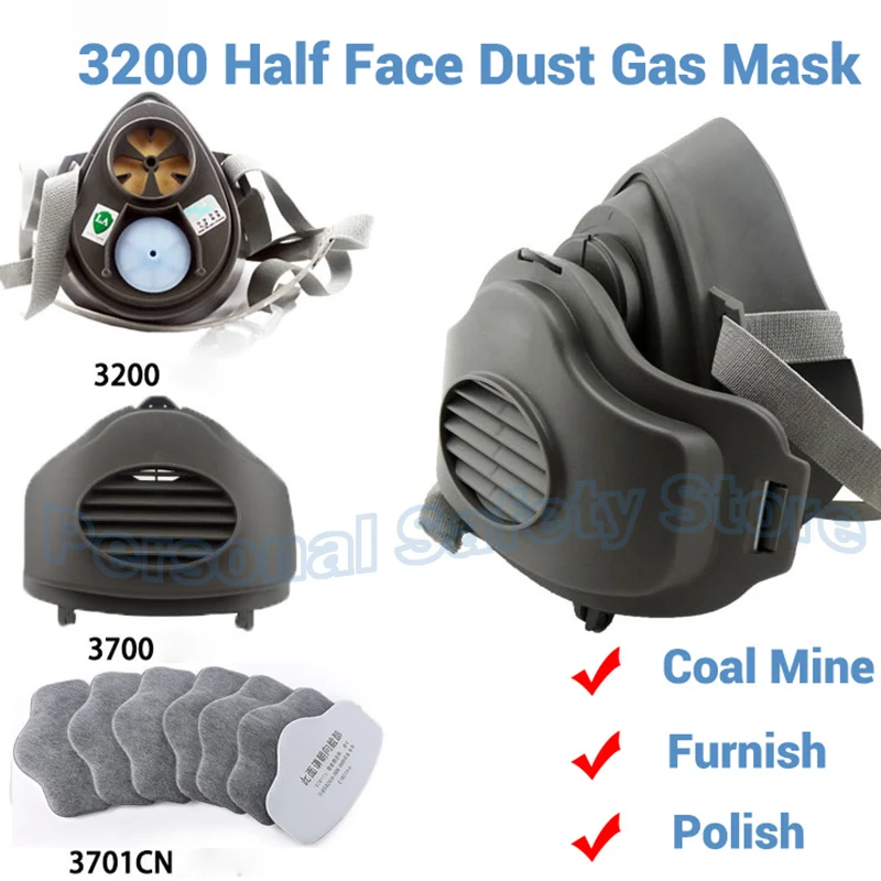 

3200 Dust Painting Respirator Half Face Gas Mask Filter 3701 Protection Industrial Anti Dust Spraying Anti Particles Filters ﻿