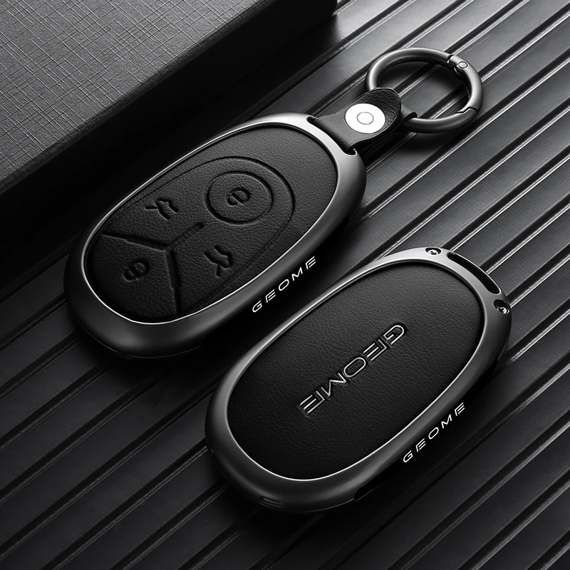 For Geely Car Key Cover Zinc Alloy Key Fob Protector Full Coverage Shockproof Drop Proof EX2 GEOME e.MAS 5 Car Accessories