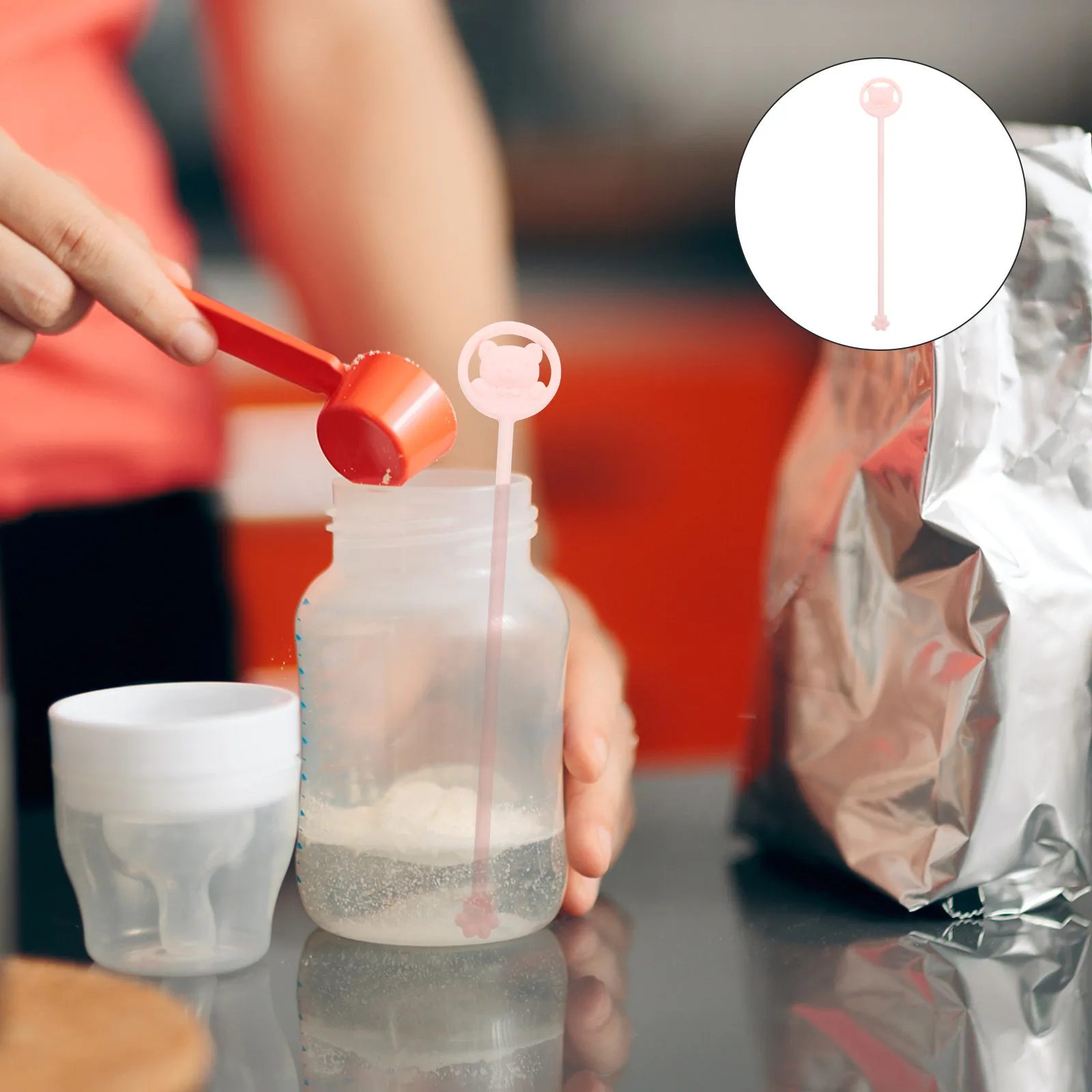 

Milk Powder Stirring Stick Long Handle Baby Milk Mixer Portable Stainless Steel Silicone Mixing Rod Multi-Function Coffee