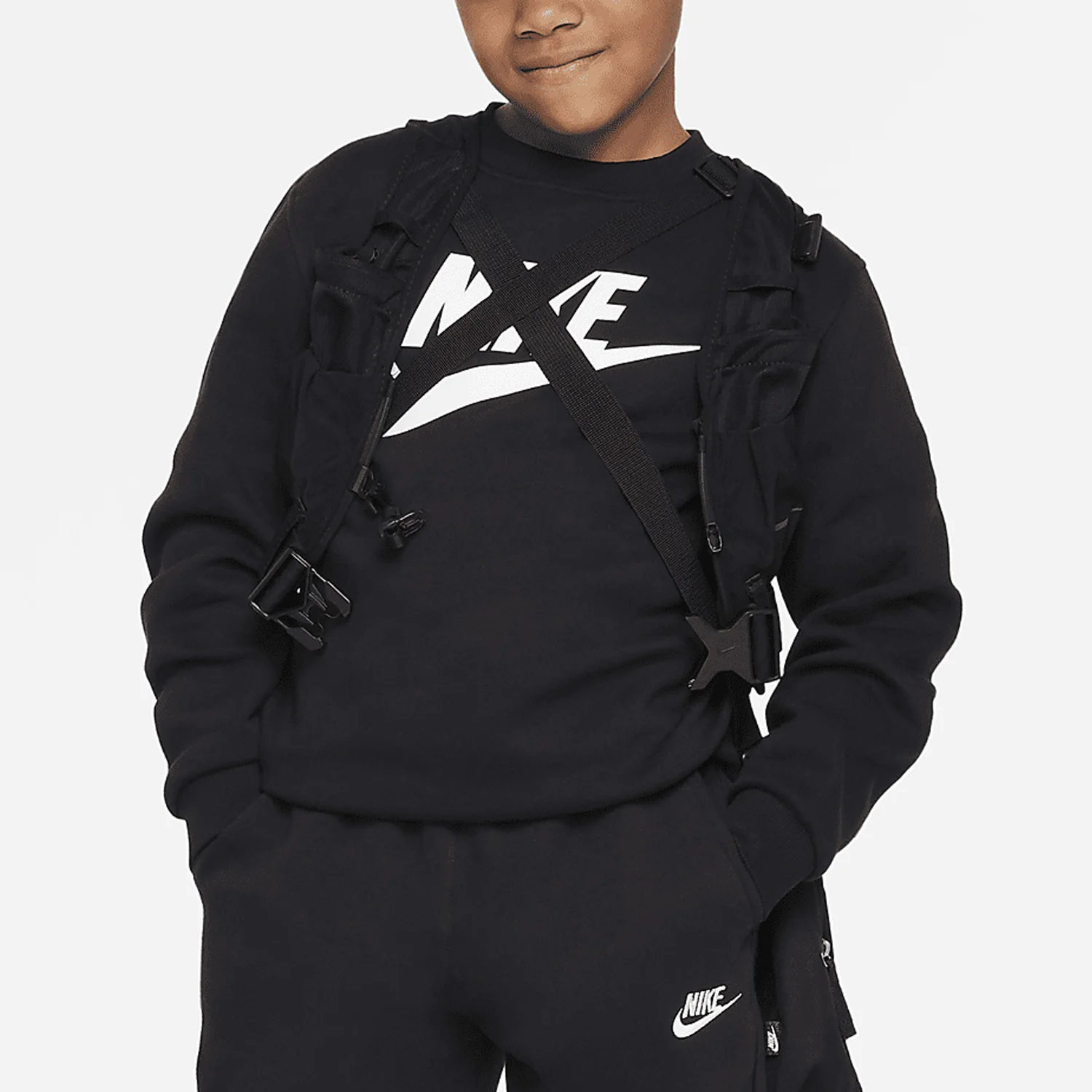 Felpa con stampa casual per abbigliamento sportivo per bambini originale ufficiale Nike 2023 FD2992-010