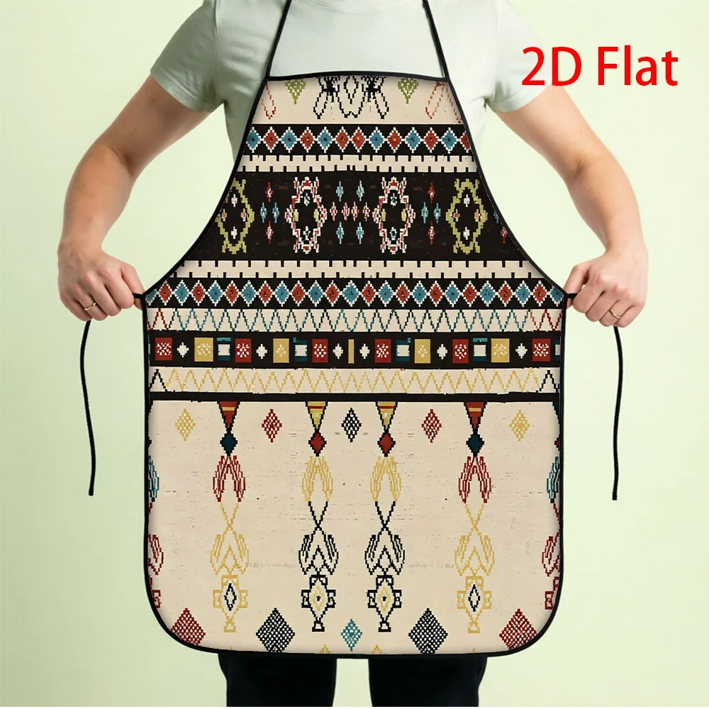 Vintage Boho Geometric Apron, Retro Ethnic Aztec Print Waterproof Kitchen Bib, Colorful Tribal Home Decor Gift for Women