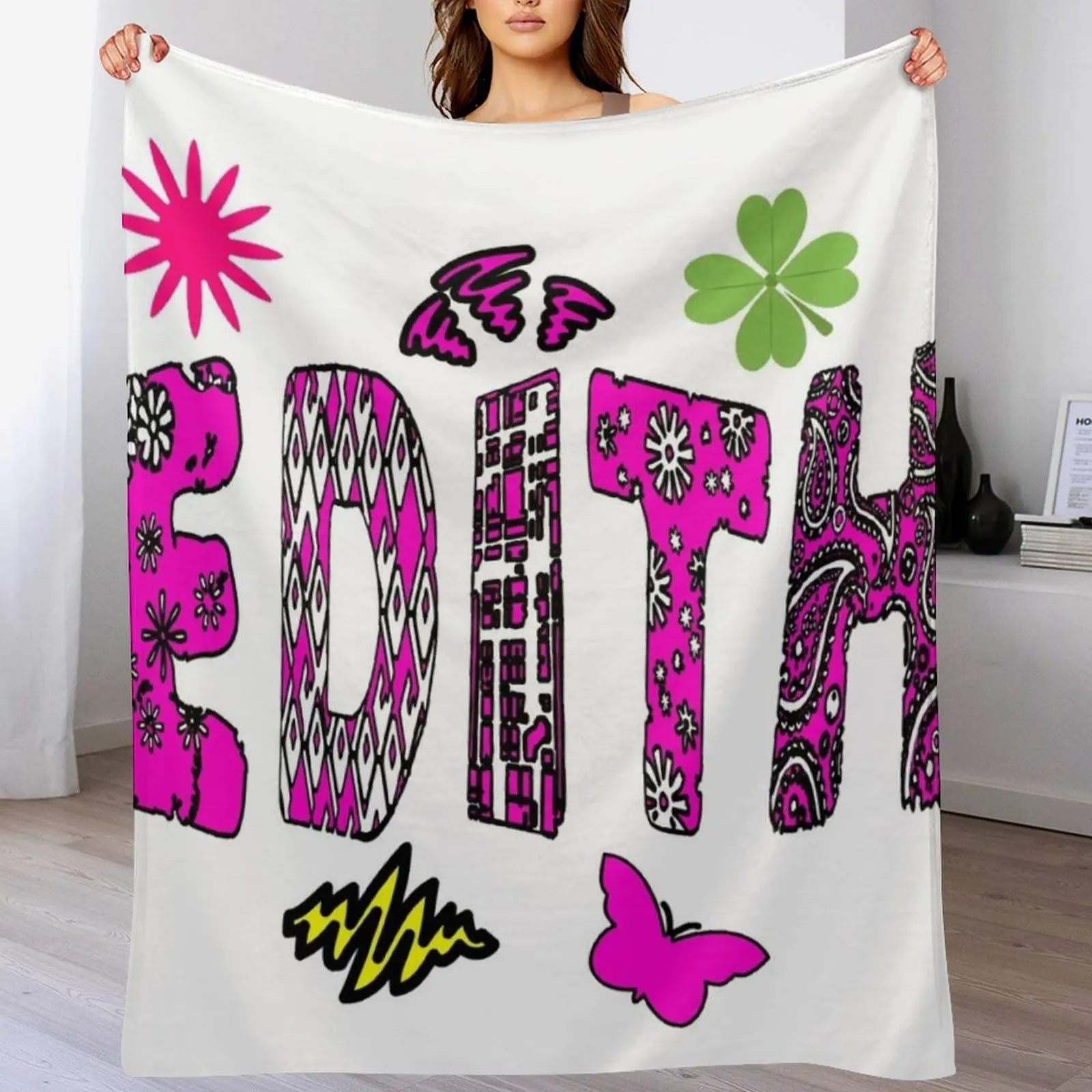 EDITH COLLECTION Throw Blanket Plush Nap Decorative Sofa Custom Blankets