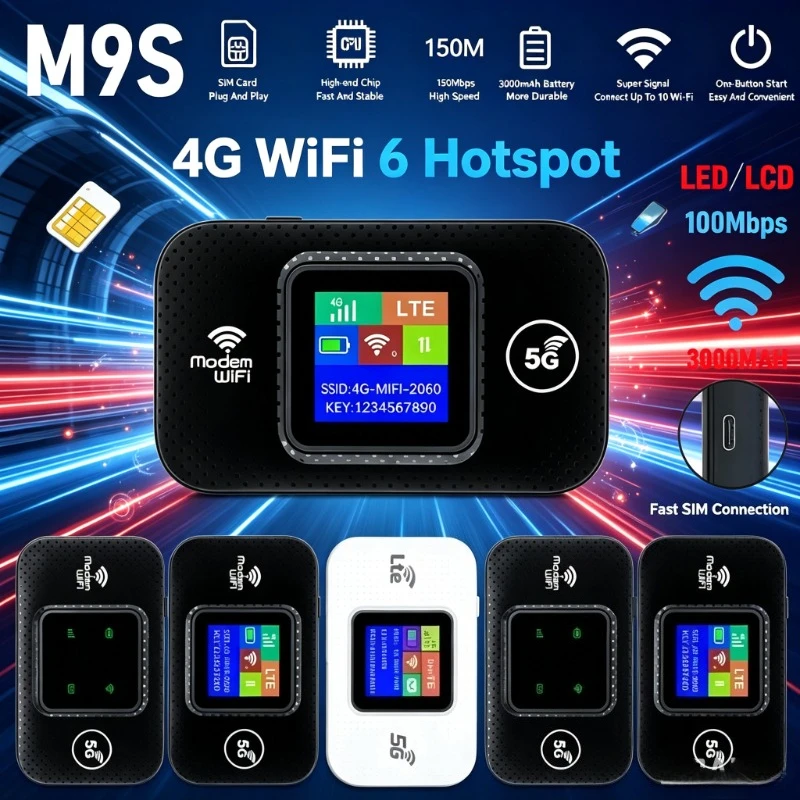 Compact Wireless 4G WiFi6 Router SIM Card Slot Supported Up To 10 Terminals Camping Commute Network Hotspot