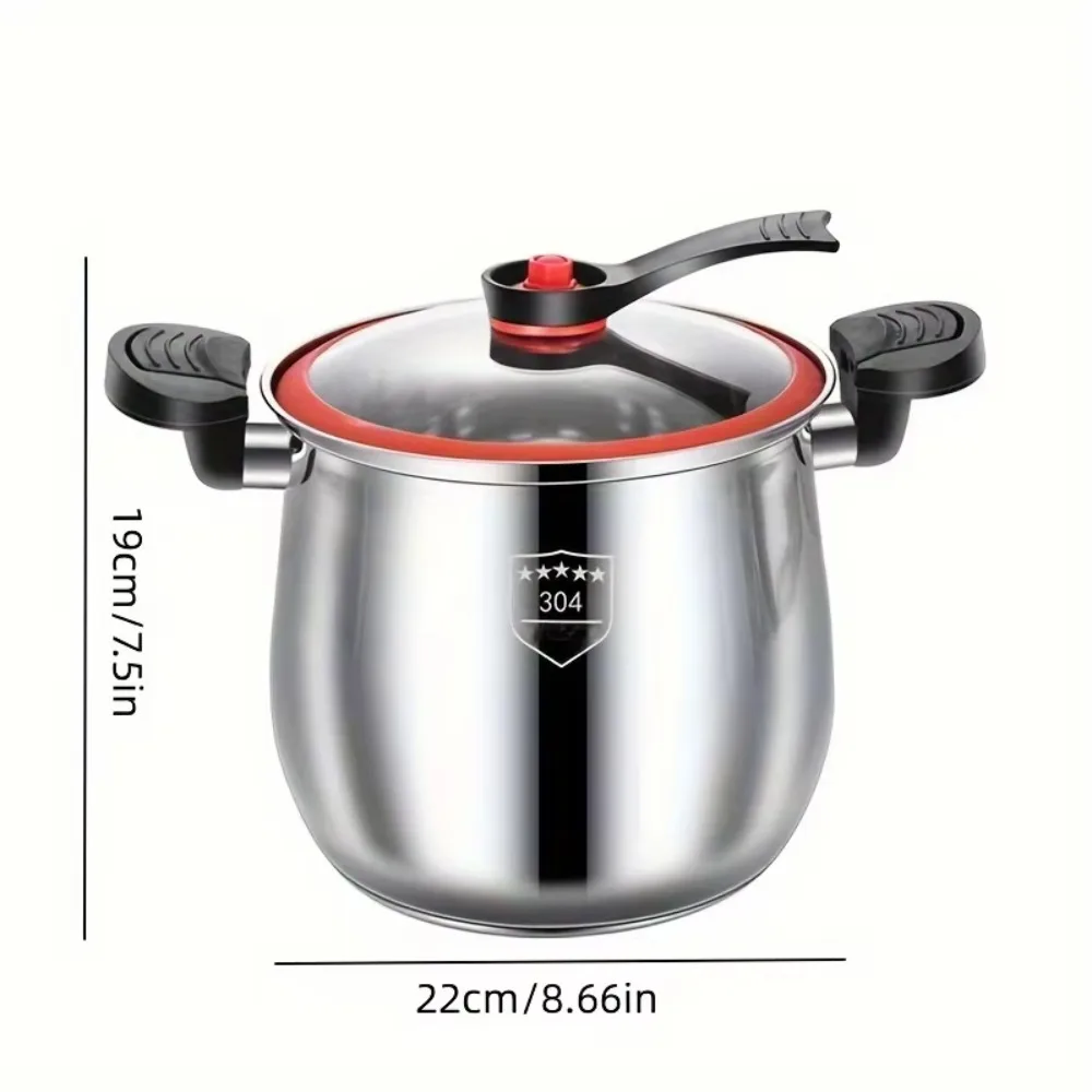 304 Stainless Steel 8 L Soup Pot Micro-Pressure Cooker Kitchen Cookware Non-Stick Large Capacity Anti-scalding Stockpot Porridge