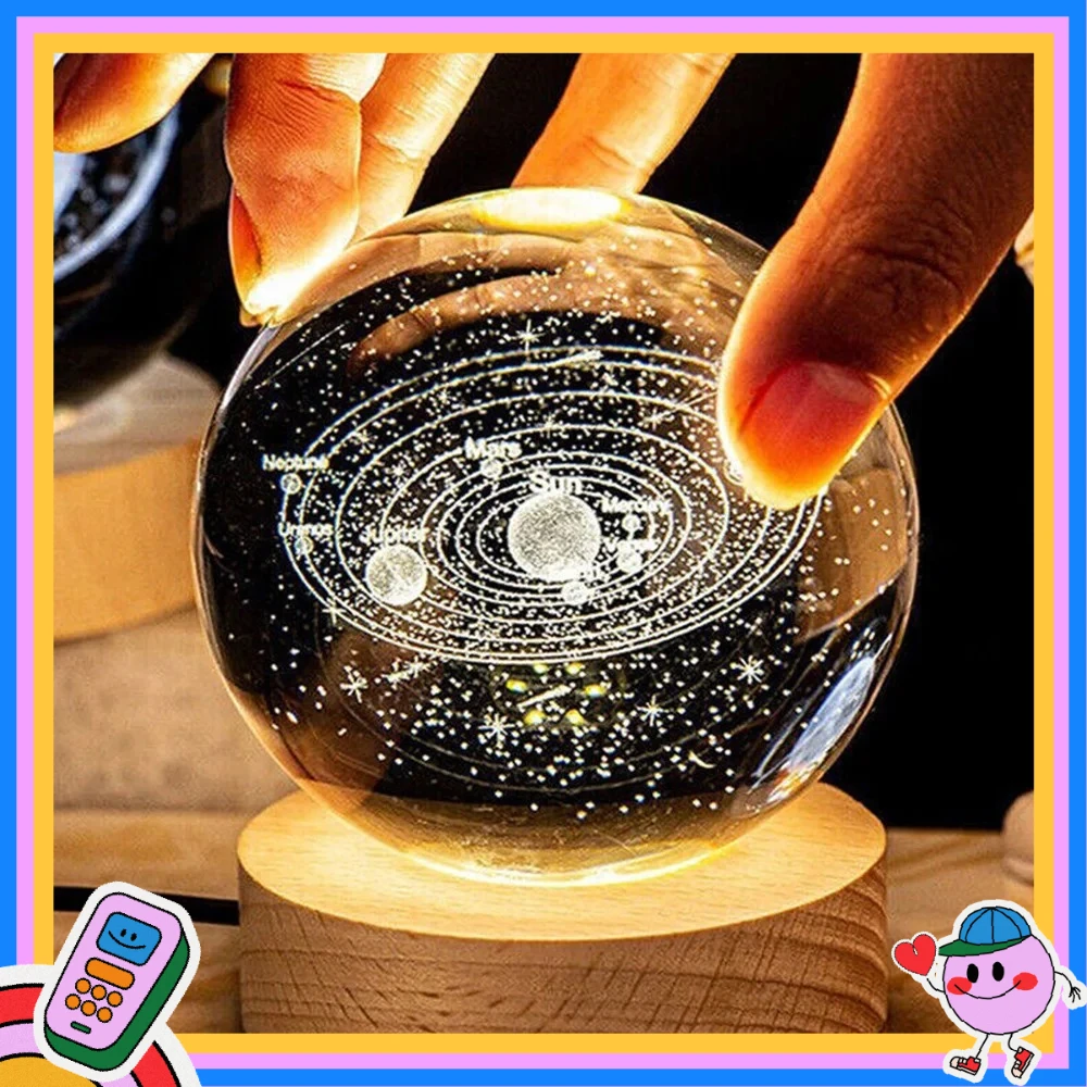 NEW Christmas Birthday Powered Glowing 3D Galaxy Crystal Ball Lamp Night Light Bedside Light Atmosphere Lamp Desktop Ornaments