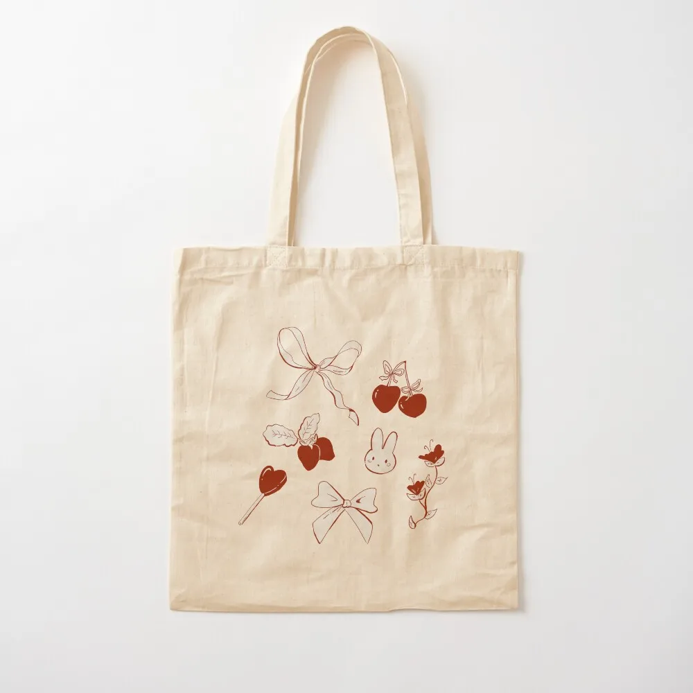 Coquette Ribbons, bows and Cherrys Aesthetic Tote Bag Shopper tote bag Women's shopper women bag