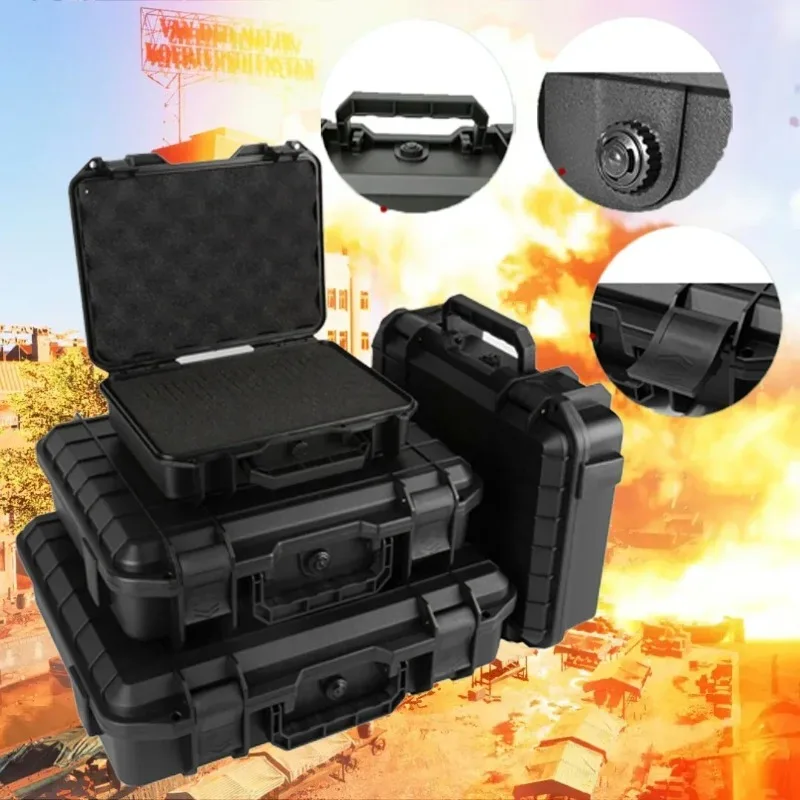 Shockproof Briefcase Protective Case Toolkit Safety Protector Organizer Hardware Padded Toolbox with Sponge Storage Tool Case
