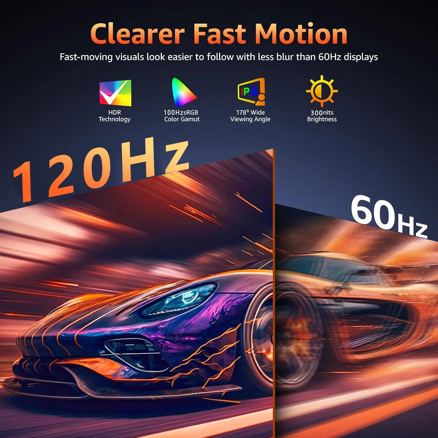 23.8 Inch Portable Monitor 120Hz FHD 1920*1080 IPS 100%sRGB 16:9 Display with Built-in Stand for Laptop PC Phone Switch PS4/5
