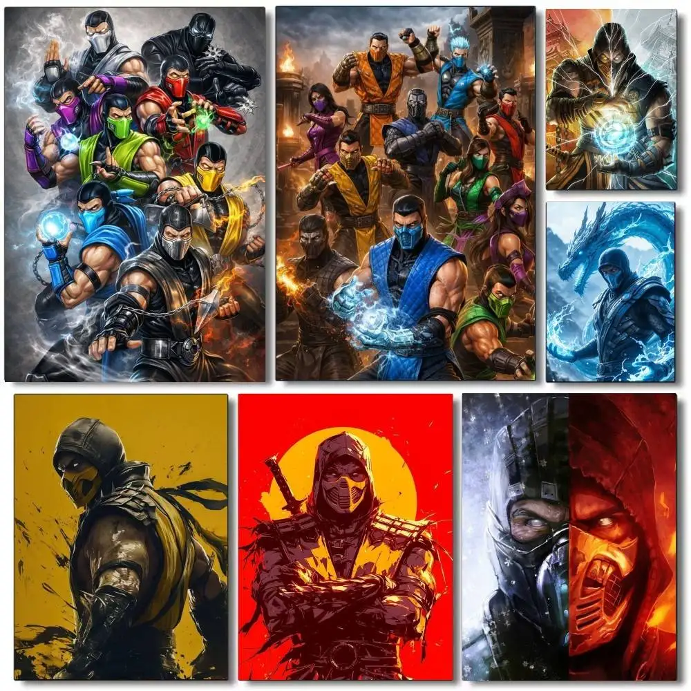 M-Mortal K-Kombat Poster DIY Vintage Movie Poster Wall Art Painting Study Stickers Wall Painting