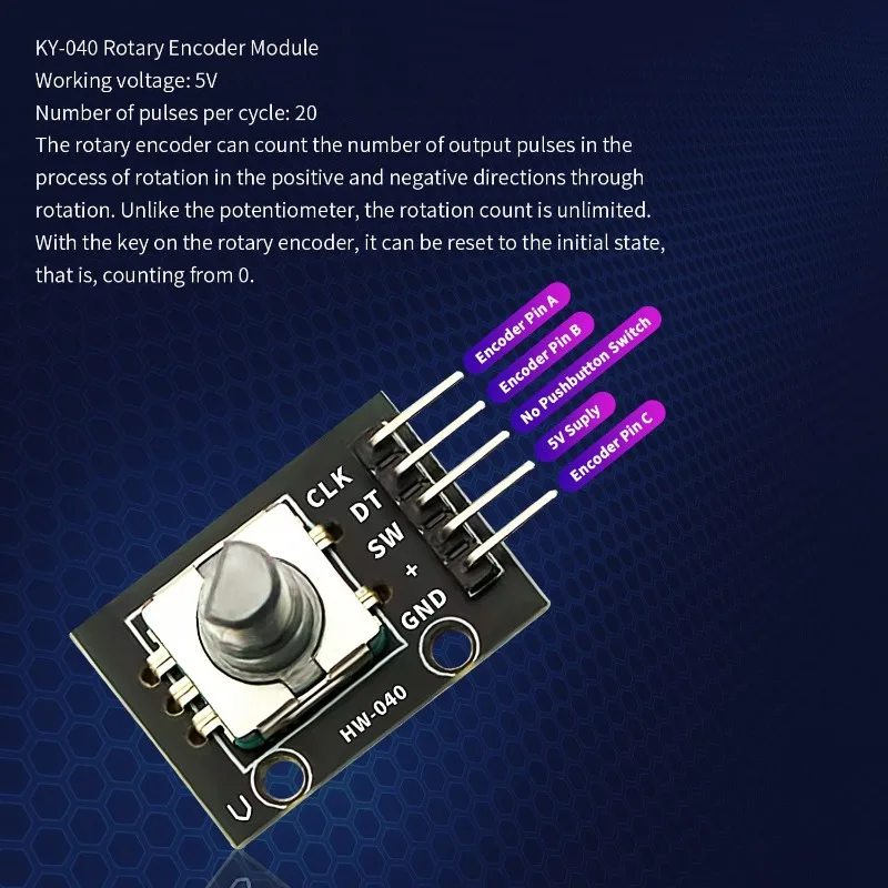 Módulo Codificador rotativo de 360 grados, 8 piezas, KY-040, con tapa de perilla, 15x16,5mm, 5V, Módulo de placa de desarrollo de Interruptor de Sensor de ladrillo para Arduino