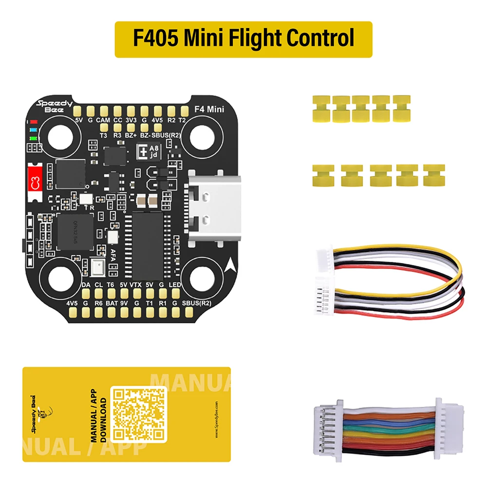 SpeedyBee F405 Mini Stack Flight Controller FC BLS 35A V2 3-6S 20x20 4-in-1 ESC Dual BECs for RC FPV Racing Drone thumbnail 3
