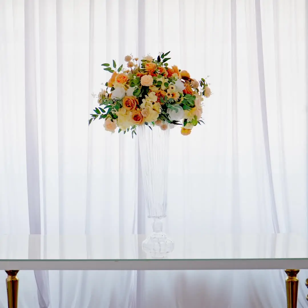 6 قطعة f30 76 سنتيمتر الزفاف الديكور مخطط طويل القامة واضح الزجاج زهرية كبيرة زهرة البوق زهرة زهرية حامل الجدول محور ivy415 #5