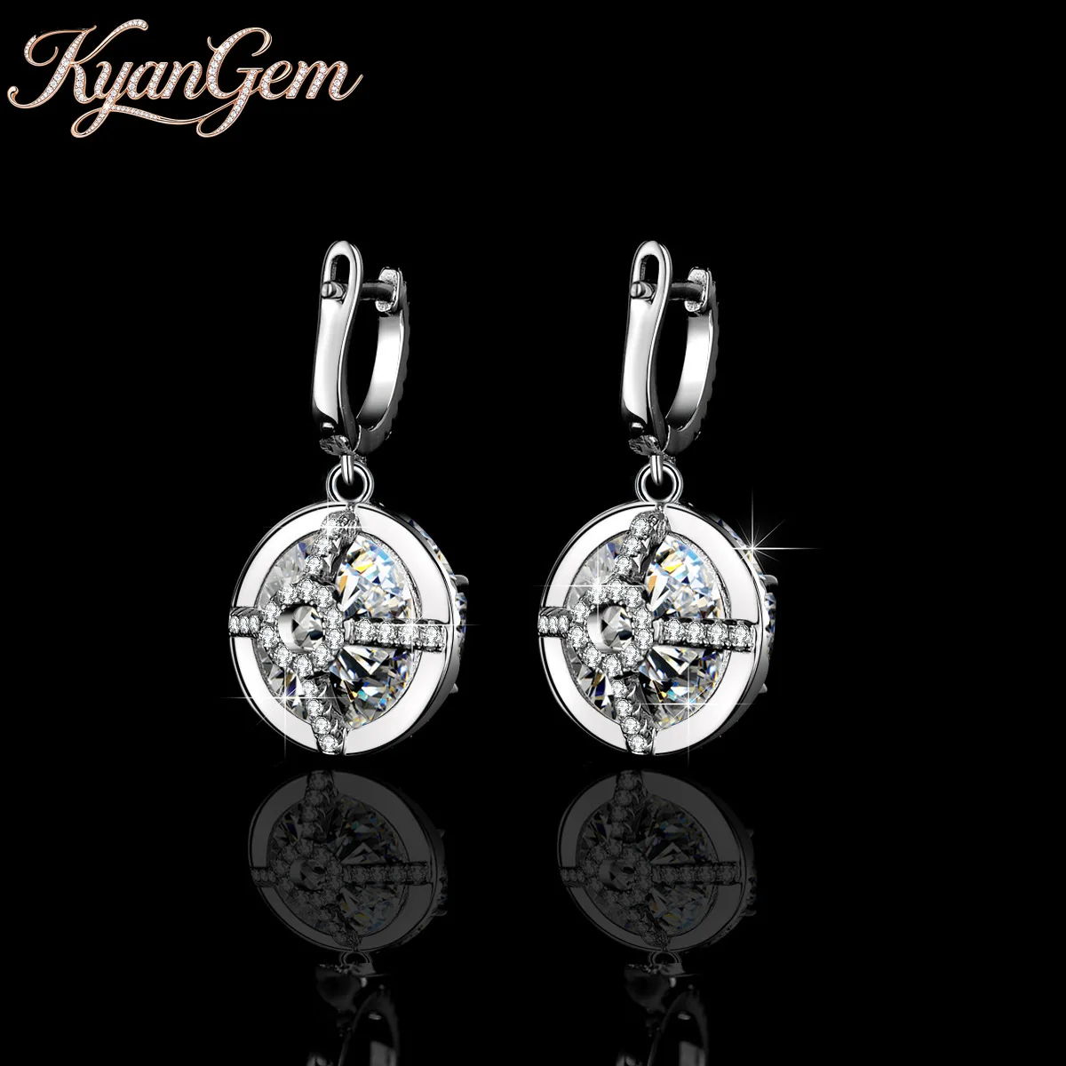 KyanGem Women's Minimalist Wedding Earrings 5-Carat Round Platinum PT950 Stud Earrings Elegant Moissanite Gift Ear Jewelry
