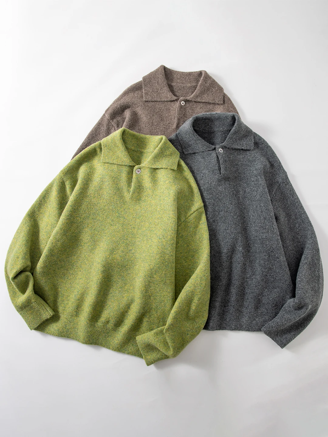 

Теплый шерстяной вязаный свитер с открытым воротником, свободного кроя, в корейском стиле, мужской, осенне-зимний, модный, повседневная верхняя одежда