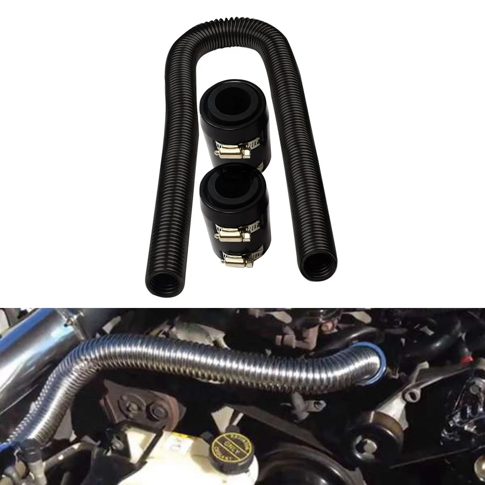 24 Inch Universal Stainless Steel Radiator Hose Engine Radiator Car Cooling Hose Kit with End Cap Clip Cooling Hose