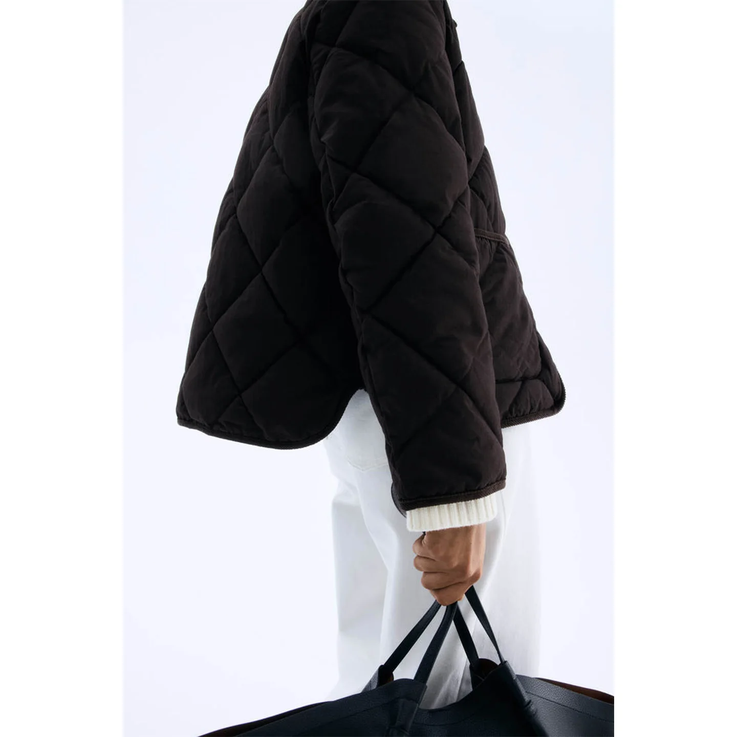 Prendas de abrigo largas y holgadas para mujer, ropa de abrigo acolchada con estampado de diamantes, estilo coreano, otoño, nuevo detalle ket