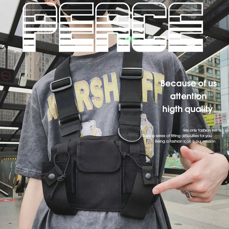 ABSQ-วิทยุ Walkie Talkie 3 กระเป๋า Chest Pack กระเป๋าพร้อมซิปสําหรับ Motorola Baofeng Kenwood ด้านหน้า Pack กระเป๋าเสื้อกั๊กพกพา