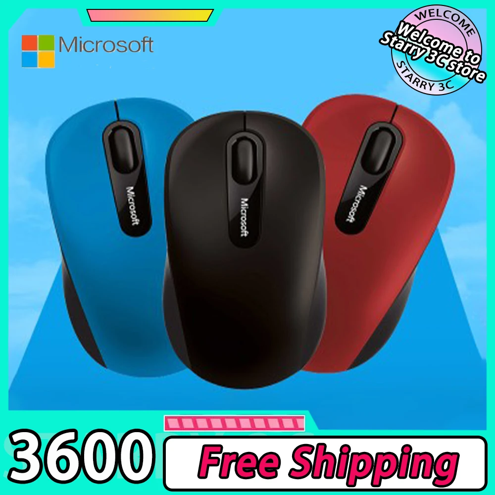 microsoft mouse 3600 sem fio portatil leve para tablet notebook escritorio pc acessorios de jogos 01