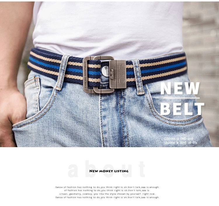 Canvas Belt, Men's Belt, Alloy Double Loop Buckle, Korean Fashion Denim, Teenage Student Pants Belt, Women's Belt