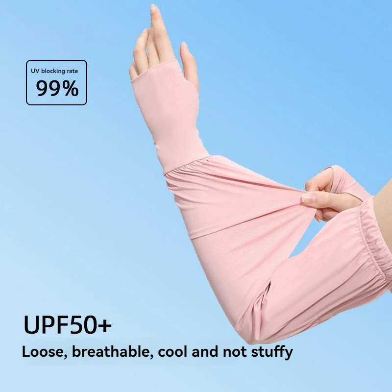 

Plus Size Ice Silk Cooling Arm Sleeves for Women UV Protection Gradient Color Loose Sun Protection Cover for Cycling Outdoor