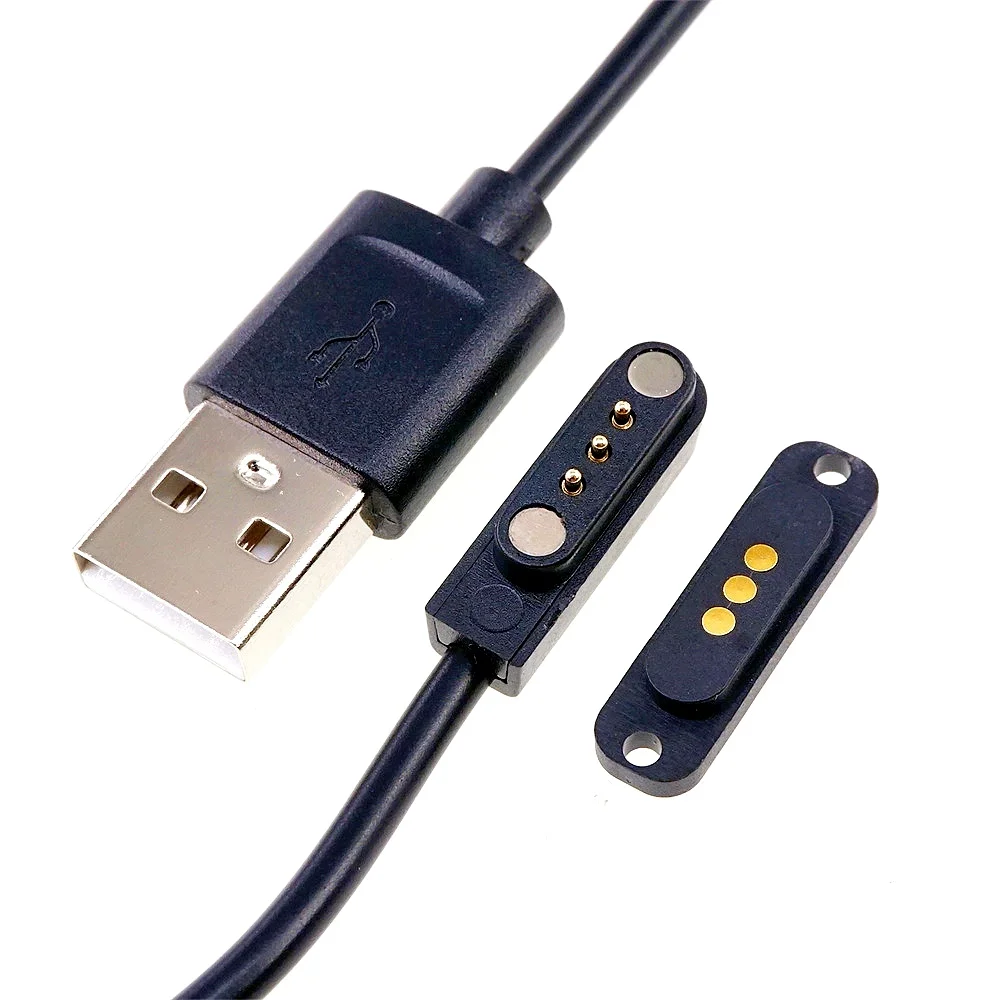 1 Set Magnetic Pogo Pin Cable Connector 3 Pole Pitch 2.3 MM Male Female Probe Power Charge Panel Mount Waterproof PAD