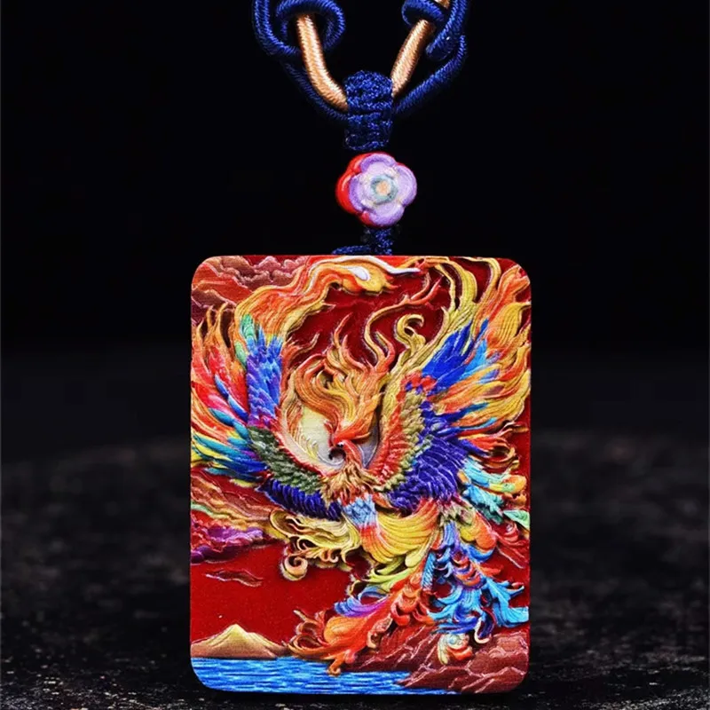 Cinnabar Phoenix Pendant Ethnic Wind Red Sand Painted Emperor Sand Pendant