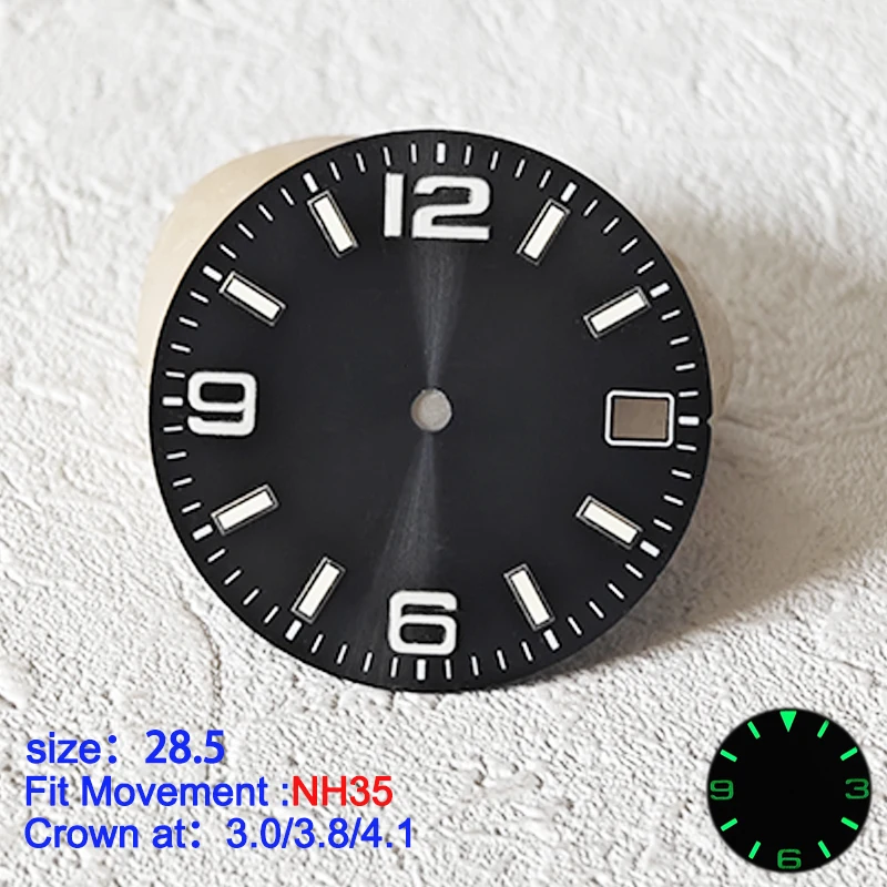 Поверхность мужских часов 28,5 мм, подходит для SKX 007 SKX 009 6105 SRPD Tuna Monster Turtle, подходит для японского механизма NH35/NH36