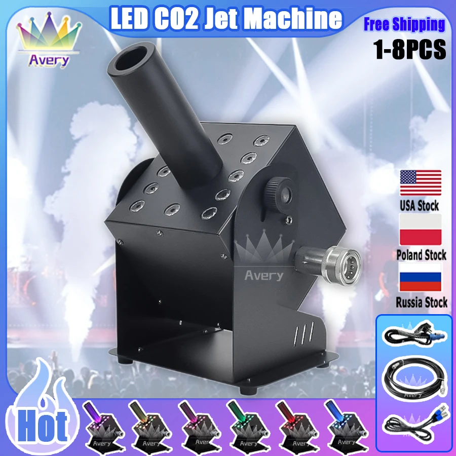 Machine à jet de CO2 à LED RVB, lampe à LED 3 en 1, connexion entrée/sortie de gaz Sray, DMX, 2 canaux, 250W, Chang Club, phtalHall, 0 taxe, 1-8 pièces