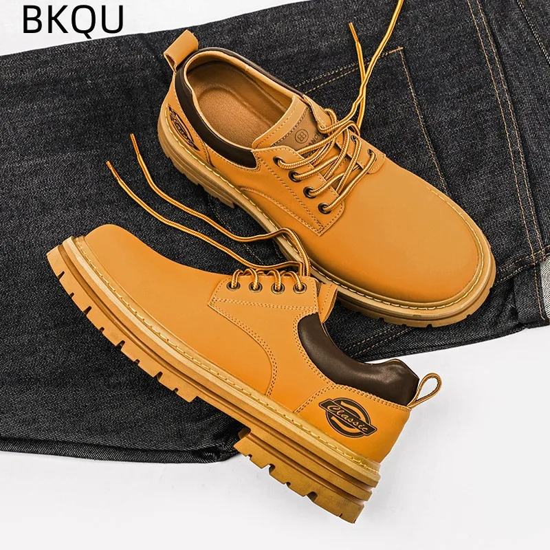 Men\'s Low Cut Boots Fashion Comfortable Outdoor Breathable Trendy All-match Round Toe Platform Walking Boots Spring Autumn Main