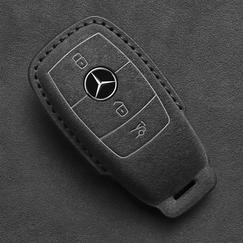 Leather Car Key Case For Mercedes Benz A C E S G Class GLC CLE CLA GLB GLS W177 W205 W213 W222 X167 AMG Fob Suede Accessories