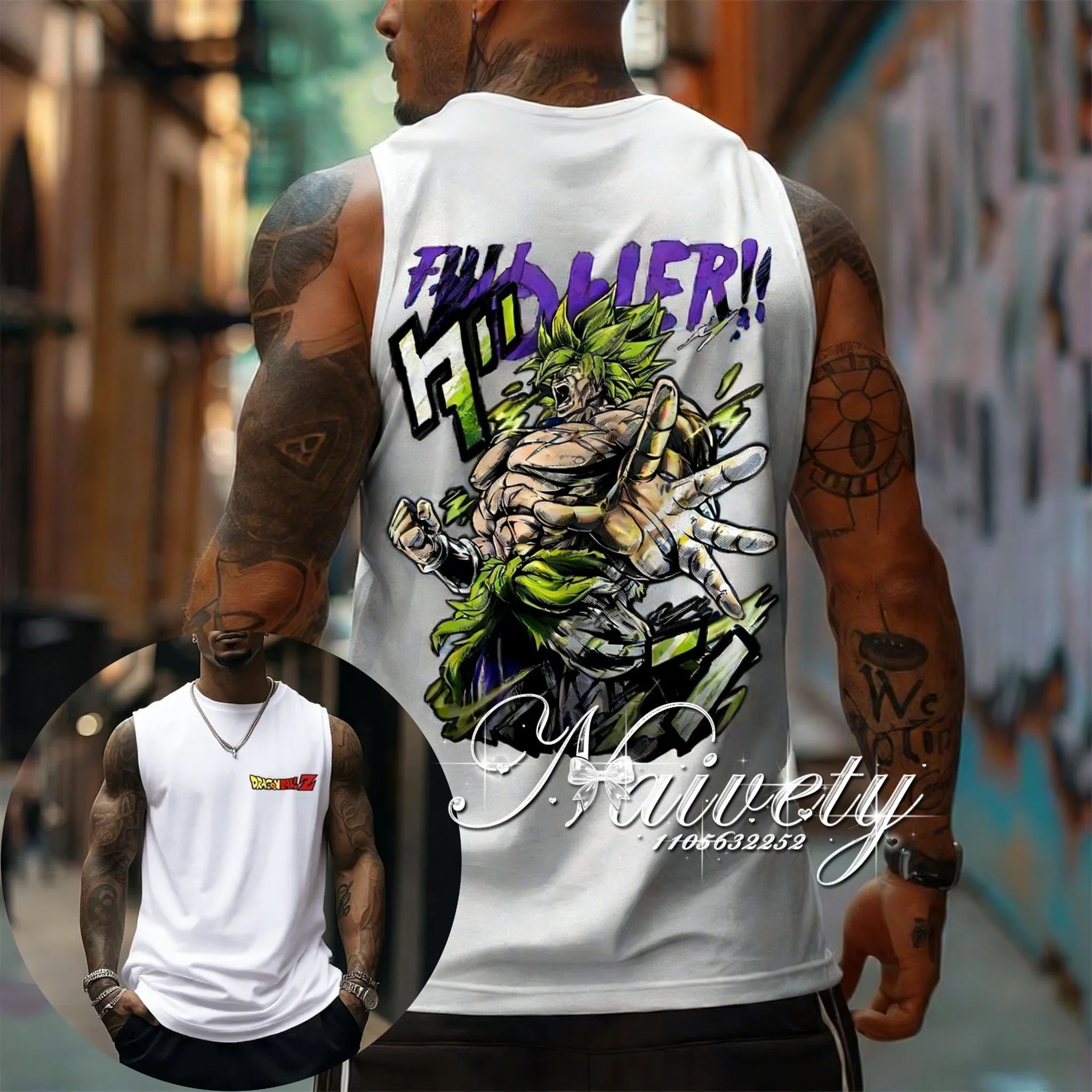 

2026 Summer Hot Dragon Ball Broly Print Sleeveless Tank Top, Quick Dry Sportswear for Men Kids, Plus Size Streetwear