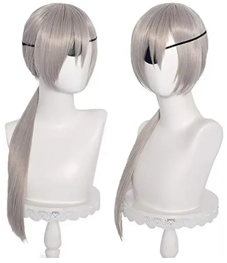 Anime COS Quanxi Cosplay Silver Long Wig Eyes Patch Halloween Party Role Play Heat-resistant Fiber Hair